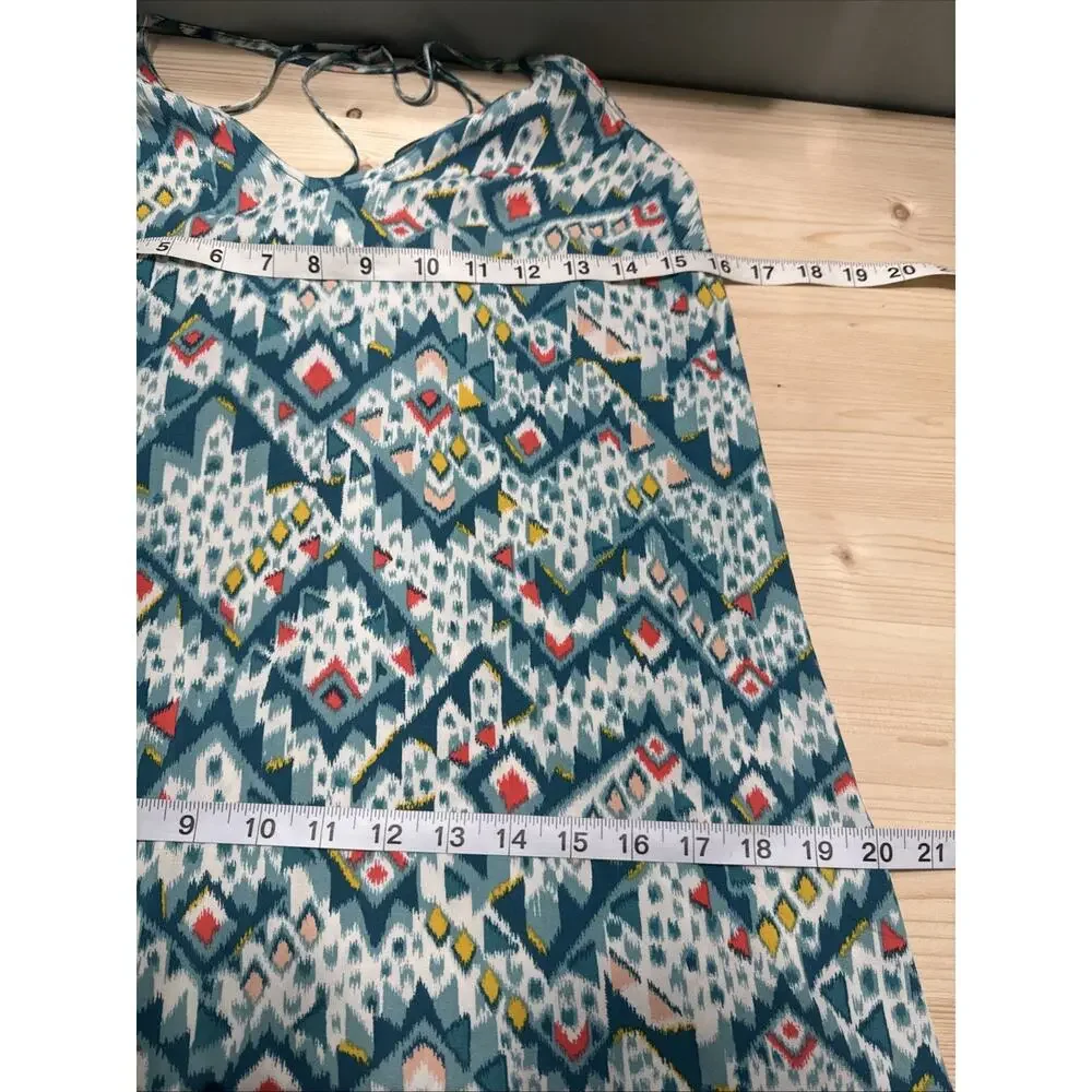 Old Navi V-Neck Maxi Multi Print Dress Womens S Green Abstract Beach Casual